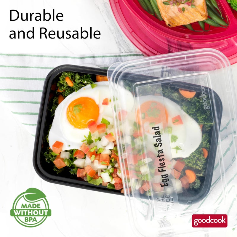 GoodCook Meal Prep Containers, Single Compartment 10-Pack, BPA-Free Reusable Food Storage, Black, Microwave & Freezer Safe, Stackable Meal Prep Containers for Lunches and Snacks - Image 4